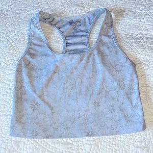 Evolution & Creation Light Gray Flowered Print Sports Bra Womens Size Medium